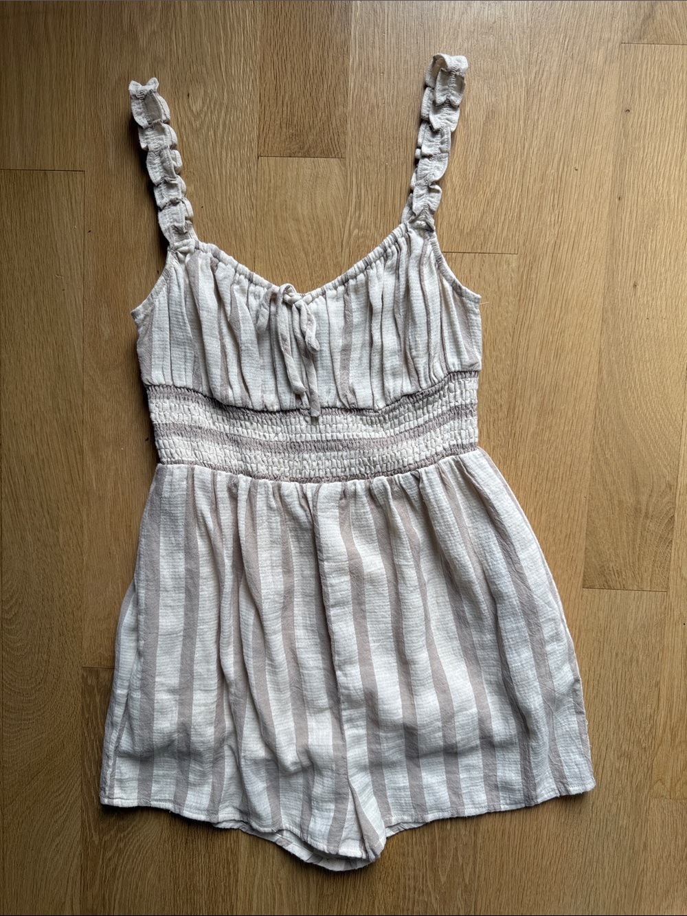 Lush Cream and Light Taupe Striped Romper